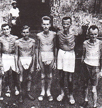 Liberated American POWs from Bilibid (February 1945) This is the way Don looked at 72lbs in Fort Santiago, March 1943